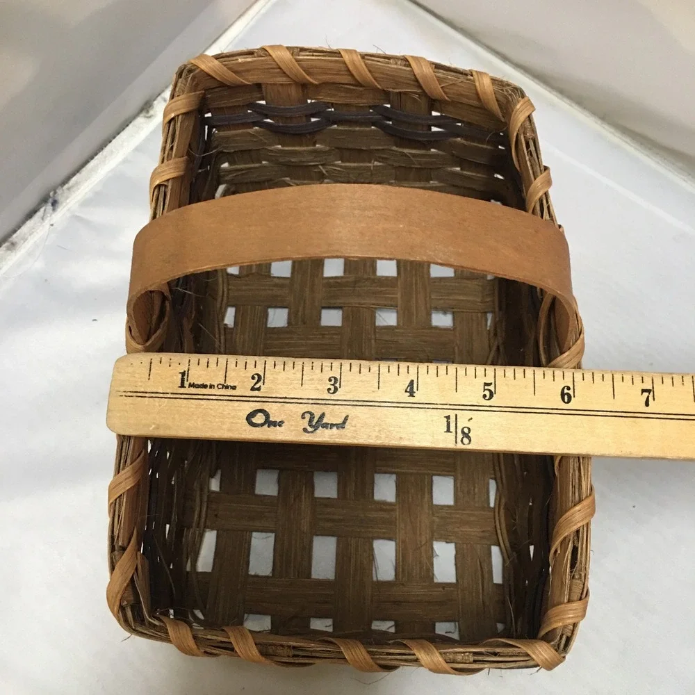 Woven Splint Basket Rectangle Medium Brown Rustic Farmhouse Decor Cottagecore